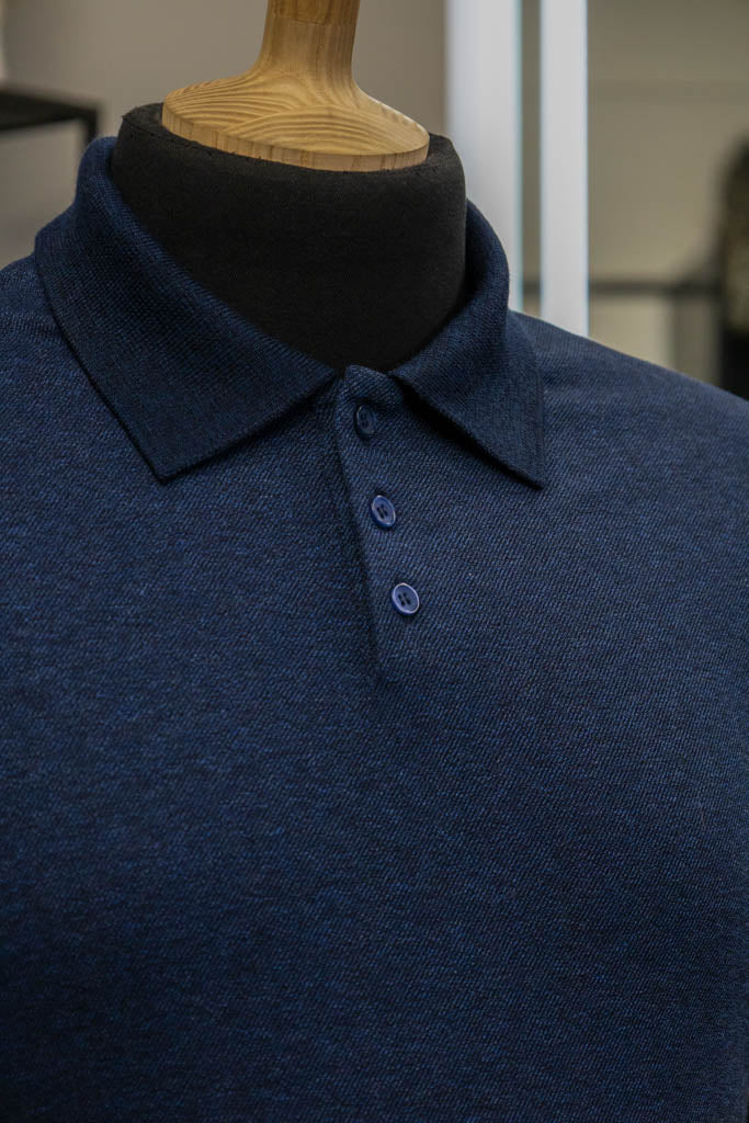 Men's polo shirt crafted from Italian structured "honeycomb" Blue