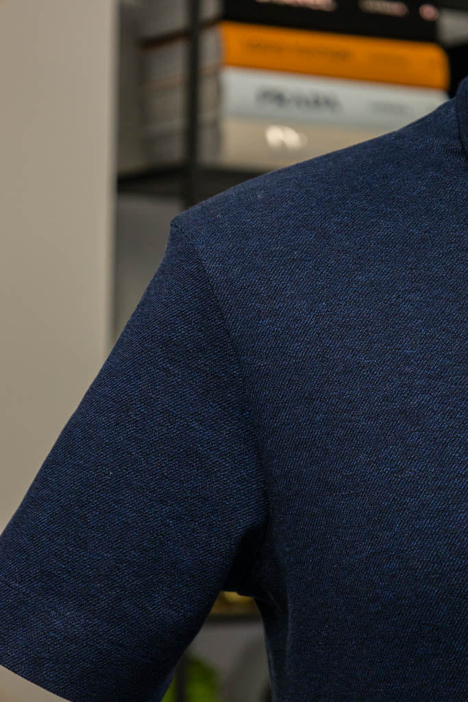 Men's polo shirt crafted from Italian structured "honeycomb" Blue