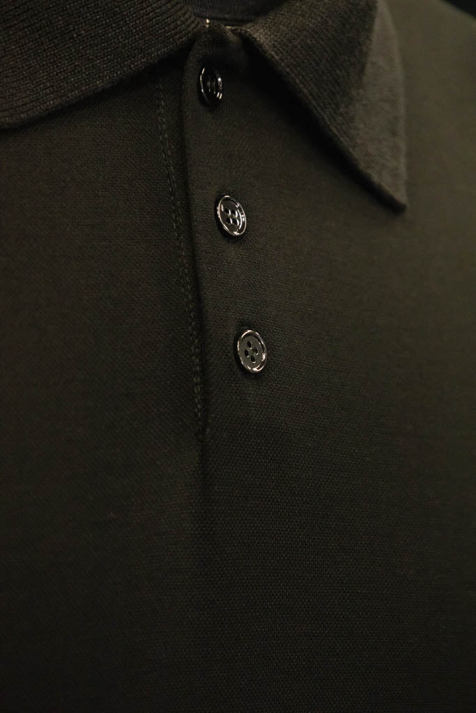 Men's polo shirt crafted from Italian structured "honeycomb" Black