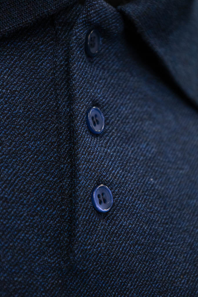 Men's polo shirt crafted from Italian structured "honeycomb" Blue