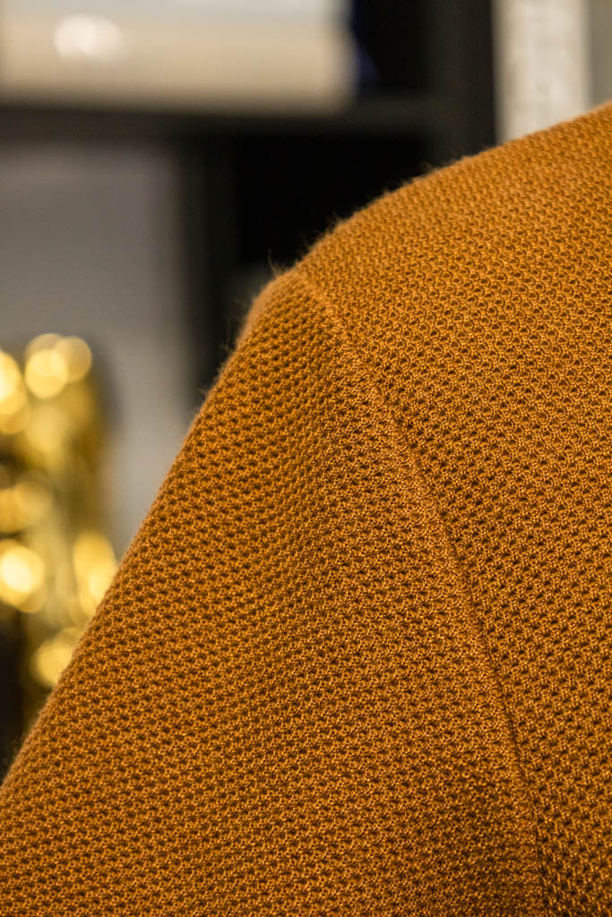 Men's polo shirt crafted from Italian structured "honeycomb" Brown