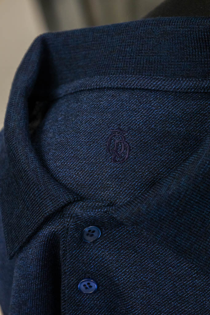 Men's polo shirt crafted from Italian structured "honeycomb" Blue