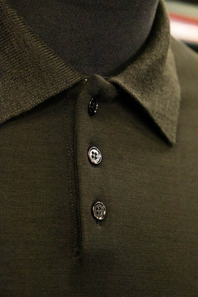 Men's polo shirt crafted from Italian structured "honeycomb" Black