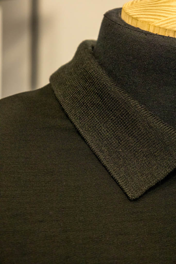 Men's polo shirt crafted from Italian structured "honeycomb" Black